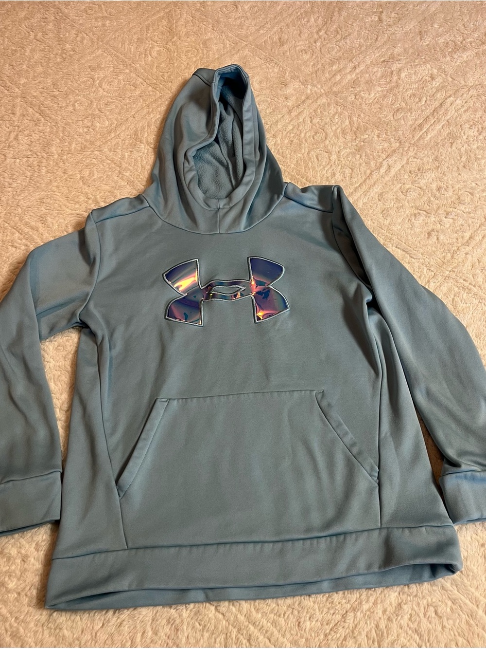 Under Armour Girls' Light Blue Hooded Logo Pullover